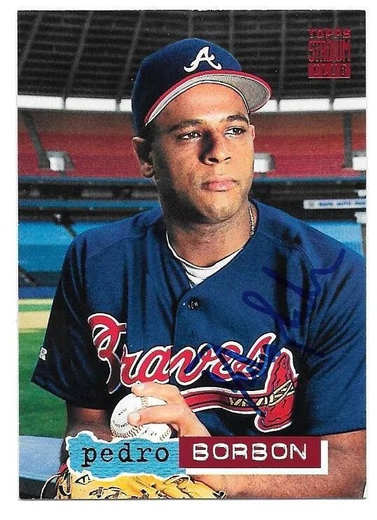 Pedro Borbon Signed 1994 Topps Stadium Baseball Card - Atlanta Braves
