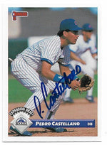 Pedro Castellano Signed 1993 Donruss Baseball Card - Colorado Rockies - PastPros