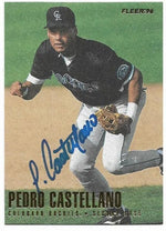 Pedro Castellano Signed 1996 Fleer Baseball Card - Colorado Rockies