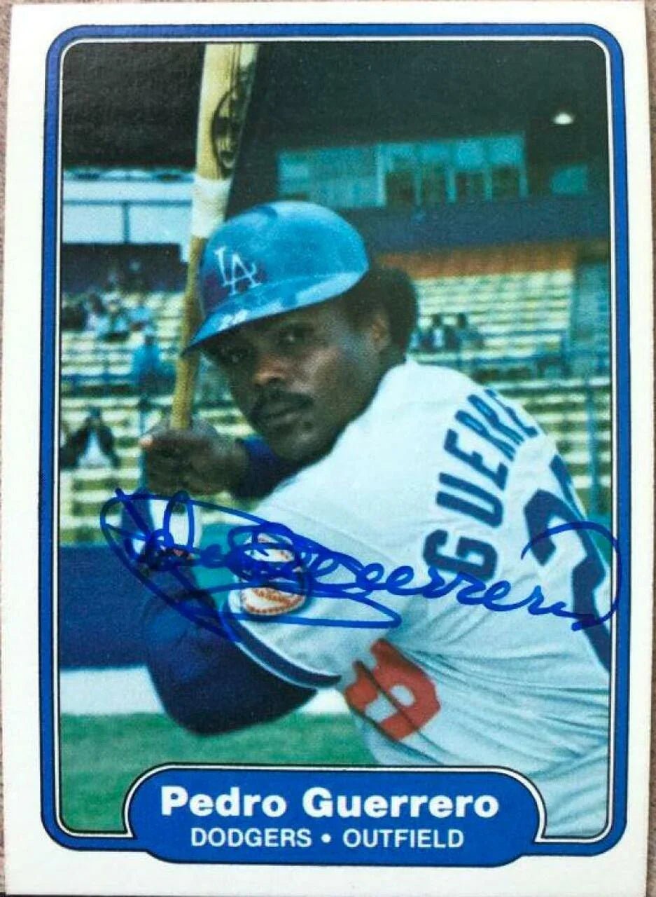 Pedro Guerrero Signed 1982 Fleer Baseball Card - Los Angeles Dodgers