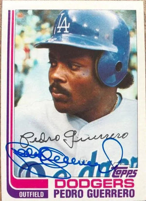 Pedro Guerrero Signed 1982 Topps Baseball Card - Los Angeles Dodgers