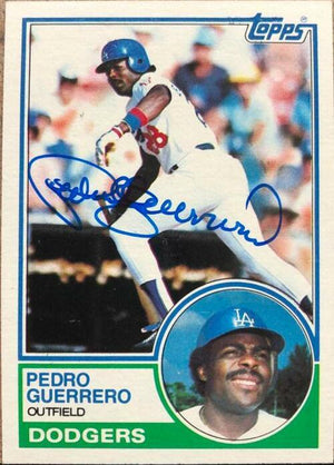 Pedro Guerrero Signed 1983 Topps Baseball Card - Los Angeles Dodgers - PastPros