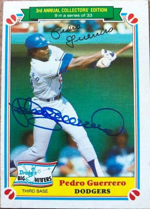 Pedro Guerrero Signed 1983 Topps Drake's Big Hitters Baseball Card - Los Angeles Dodgers