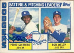 Pedro Guerrero Signed 1984 Topps Leaders Baseball Card - Los Angeles Dodgers
