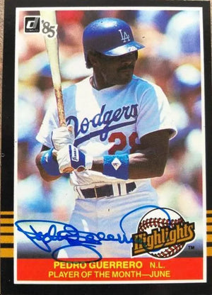Pedro Guerrero Signed 1985 Donruss Highlights Baseball Card - Los Angeles Dodgers - PastPros