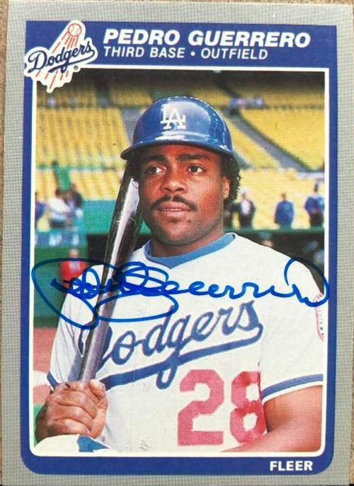 Pedro Guerrero Signed 1985 Fleer Baseball Card - Los Angeles Dodgers - PastPros