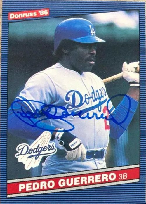 Pedro Guerrero Signed 1986 Donruss Baseball Card - Los Angeles Dodgers