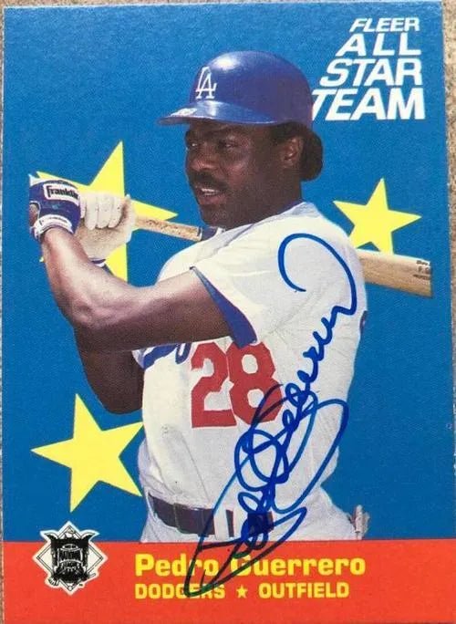 Pedro Guerrero Signed 1986 Fleer All-Star Baseball Card - Los Angeles Dodgers