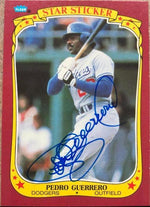 Pedro Guerrero Signed 1986 Fleer All-Star Stickers Baseball Card - Los Angeles Dodgers - PastPros