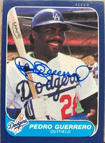 Pedro Guerrero Signed 1986 Fleer Baseball Card - Los Angeles Dodgers - PastPros