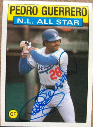 Pedro Guerrero Signed 1986 Topps All-Star Baseball Card - Los Angeles Dodgers - PastPros