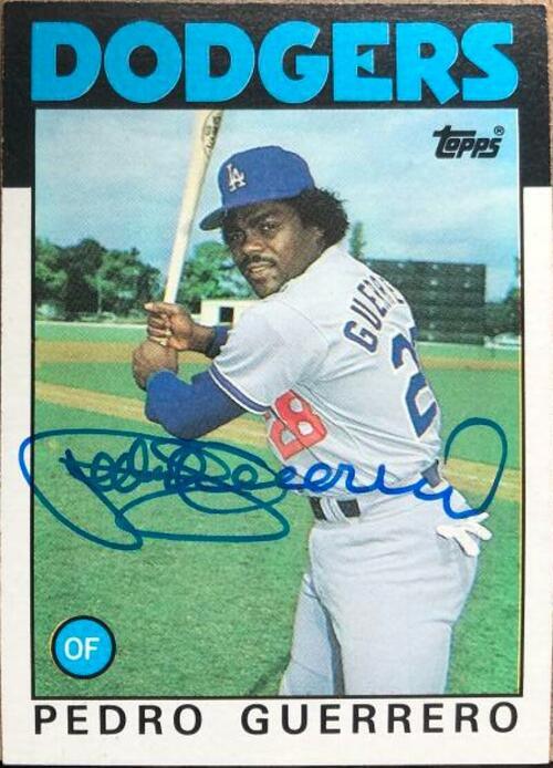 Pedro Guerrero Signed 1986 Topps Baseball Card - Los Angeles Dodgers - PastPros