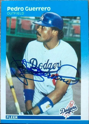 Pedro Guerrero Signed 1987 Fleer Baseball Card - Los Angeles Dodgers