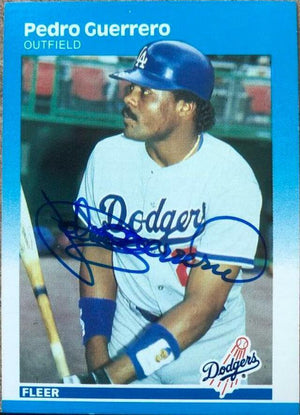 Pedro Guerrero Signed 1987 Fleer Baseball Card - Los Angeles Dodgers - PastPros