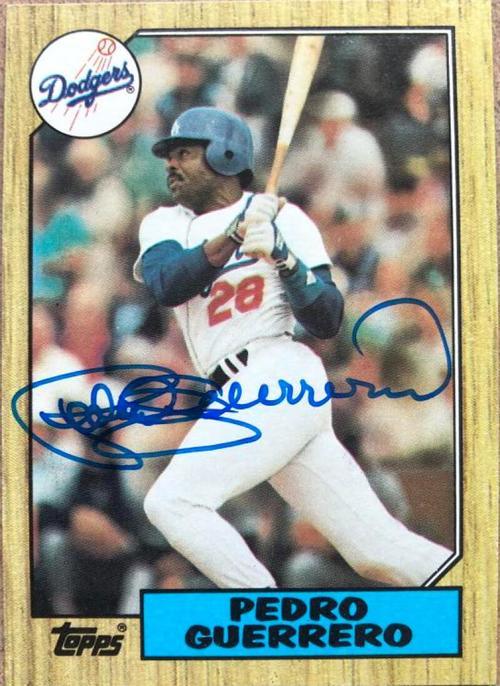 Pedro Guerrero Signed 1987 Topps Baseball Card - Los Angeles Dodgers - PastPros