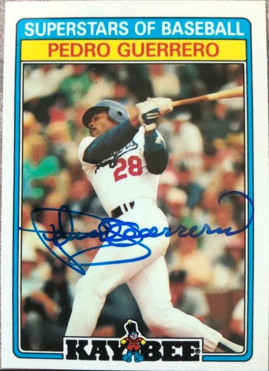 Pedro Guerrero Signed 1987 Topps Kay-Bee Superstars of Baseball Card - Los Angeles Dodgers