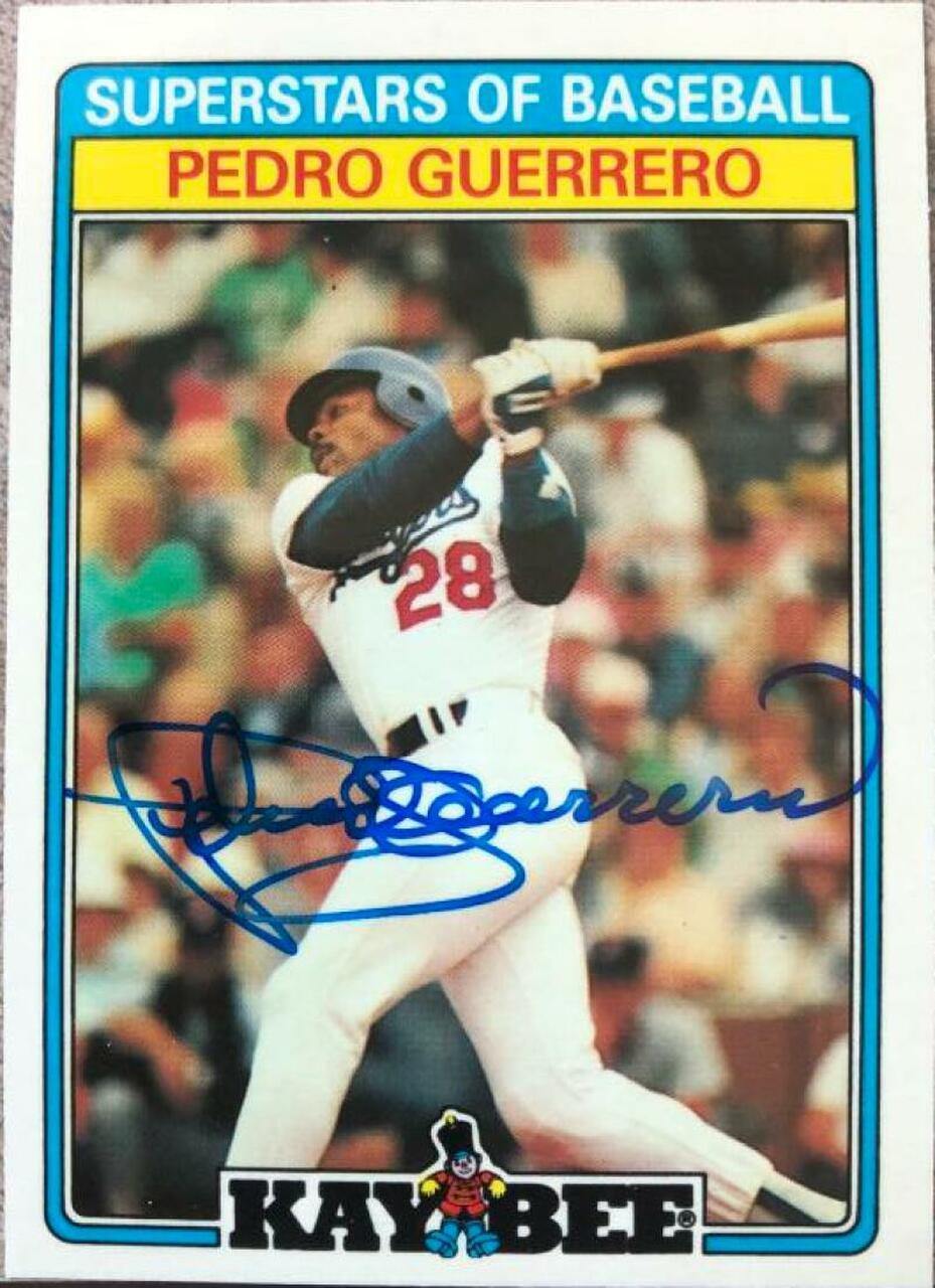 Pedro Guerrero Signed 1987 Topps Kay-Bee Superstars of Baseball Card - Los Angeles Dodgers - PastPros