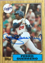 Pedro Guerrero Signed 1987 Topps Tiffany Baseball Card - Los Angeles Dodgers - PastPros