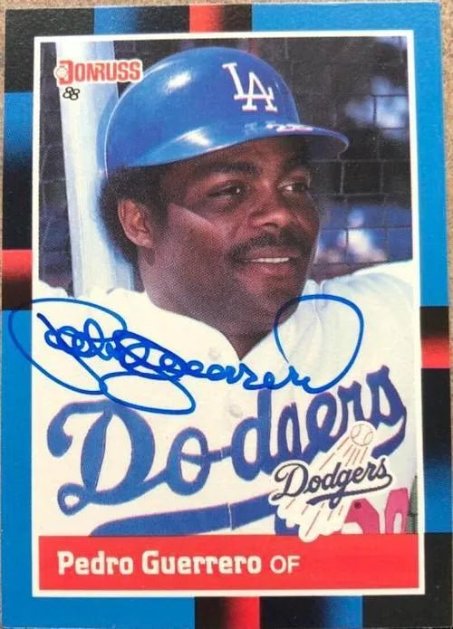 Pedro Guerrero Signed 1988 Donruss Baseball Card - Los Angeles Dodgers