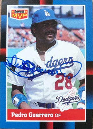 Pedro Guerrero Signed 1988 Donruss Bonus MVP Baseball Card - Los Angeles Dodgers - PastPros