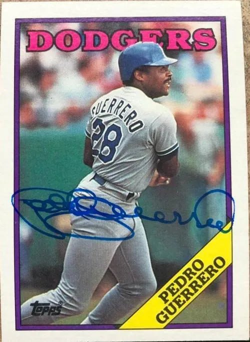 Pedro Guerrero Signed 1988 Topps Baseball Card - Los Angeles Dodgers