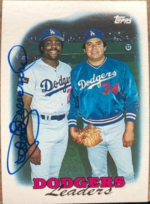 Pedro Guerrero Signed 1988 Topps Baseball Card - Los Angeles Dodgers Leaders