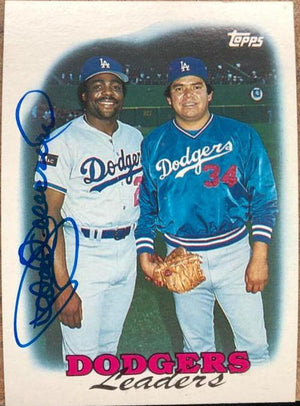 Pedro Guerrero Signed 1988 Topps Baseball Card - Los Angeles Dodgers Leaders - PastPros