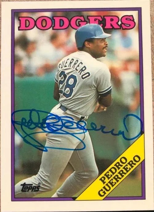 Pedro Guerrero Signed 1988 Topps Tiffany Baseball Card - Los Angeles Dodgers