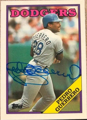 Pedro Guerrero Signed 1988 Topps Tiffany Baseball Card - Los Angeles Dodgers