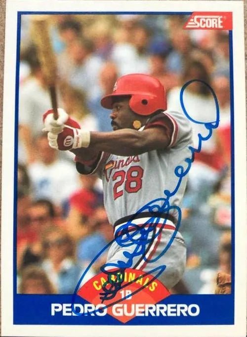 Pedro Guerrero Signed 1989 Score Baseball Card - St Louis Cardinals