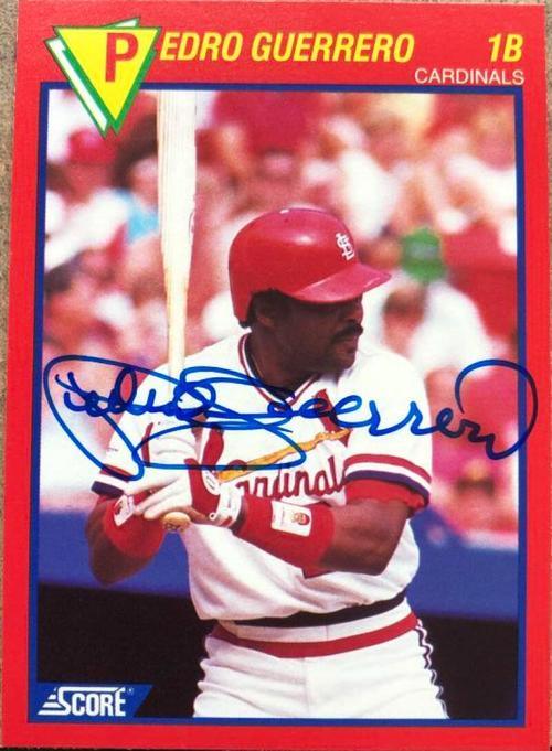 Pedro Guerrero Signed 1989 Score Baseball's Hottest Players Baseball Card - St Louis Cardinals - PastPros