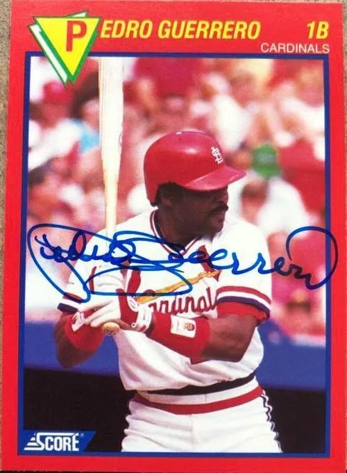 Pedro Guerrero Signed 1989 Score Baseball's Hottest Players Baseball Card - St Louis Cardinals