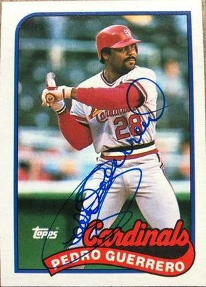 Pedro Guerrero Signed 1989 Topps Baseball Card - St Louis Cardinals