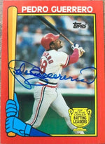 Pedro Guerrero Signed 1989 Topps Batting Leaders Baseball Card - St Louis Cardinals