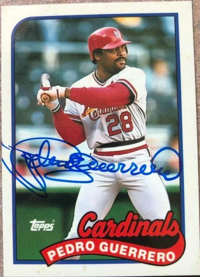 Pedro Guerrero Signed 1989 Topps Tiffany Baseball Card - St Louis Cardinals