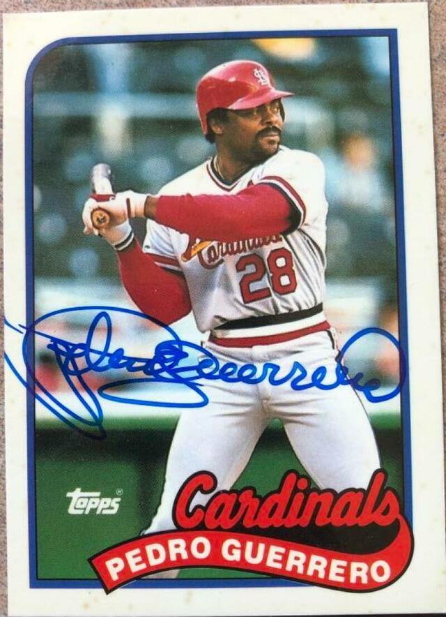 Pedro Guerrero Signed 1989 Topps Tiffany Baseball Card - St Louis Cardinals - PastPros