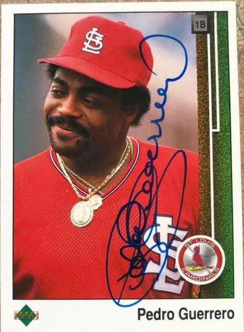 Pedro Guerrero Signed 1989 Upper Deck Baseball Card - St Louis Cardinals