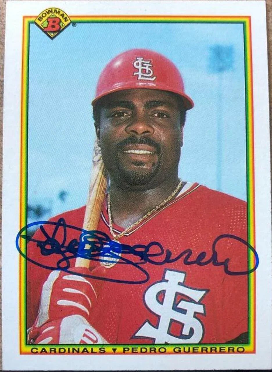 Pedro Guerrero Signed 1990 Bowman Baseball Card - St Louis Cardinals