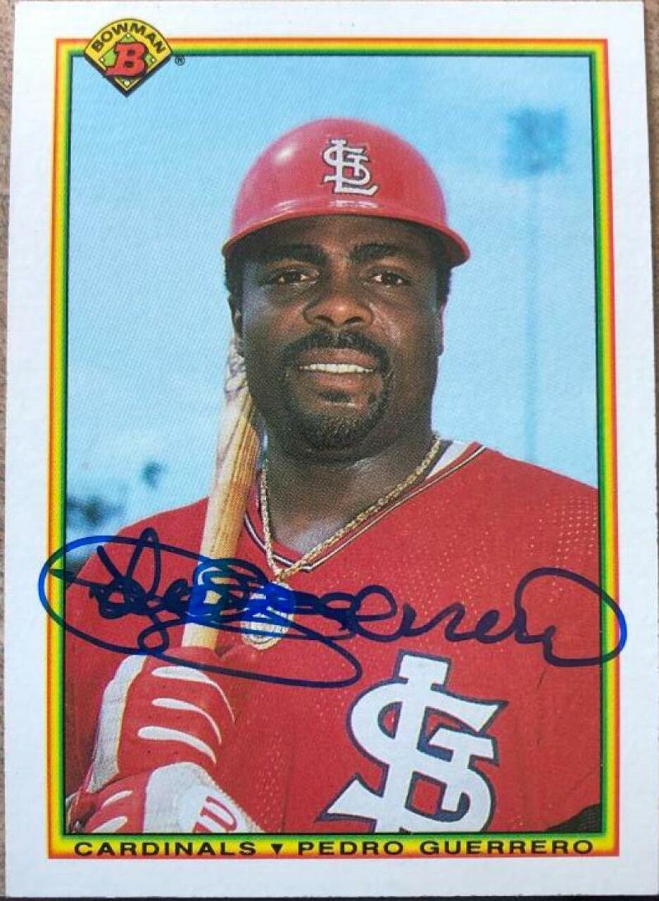 Pedro Guerrero Signed 1990 Bowman Baseball Card - St Louis Cardinals - PastPros