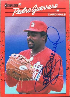 Pedro Guerrero Signed 1990 Donruss Baseball Card - St Louis Cardinals