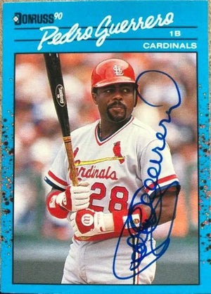 Pedro Guerrero Signed 1990 Donruss Baseball's Best Baseball Card - St Louis Cardinals