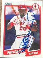 Pedro Guerrero Signed 1990 Fleer Baseball Card - St Louis Cardinals