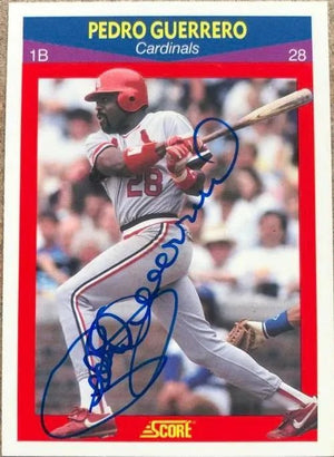 Pedro Guerrero Signed 1990 Score 100 Superstars Baseball Card - St Louis Cardinals