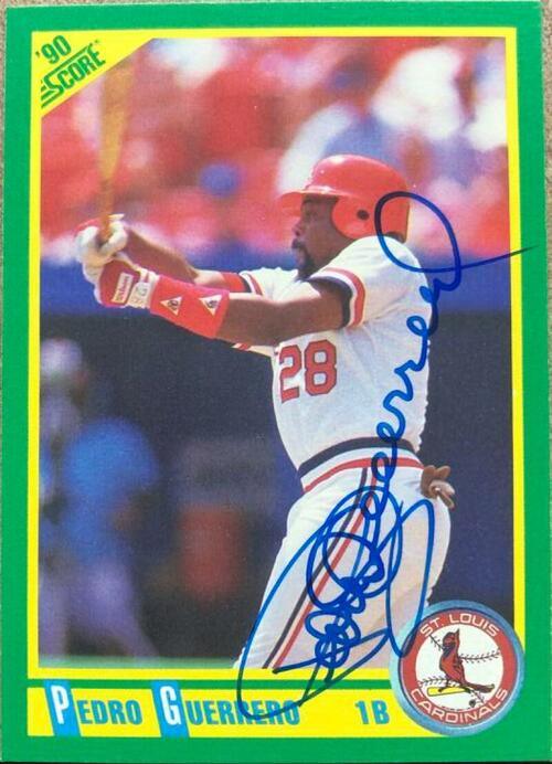 Pedro Guerrero Signed 1990 Score Baseball Card - St Louis Cardinals - PastPros