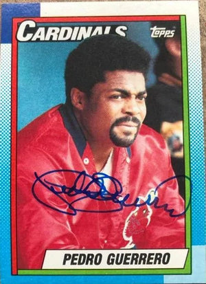 Pedro Guerrero Signed 1990 Topps Baseball Card - St Louis Cardinals