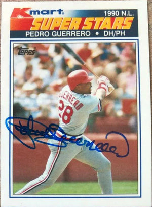 Pedro Guerrero Signed 1990 Topps K-Mart Superstars Baseball Card - St Louis Cardinals