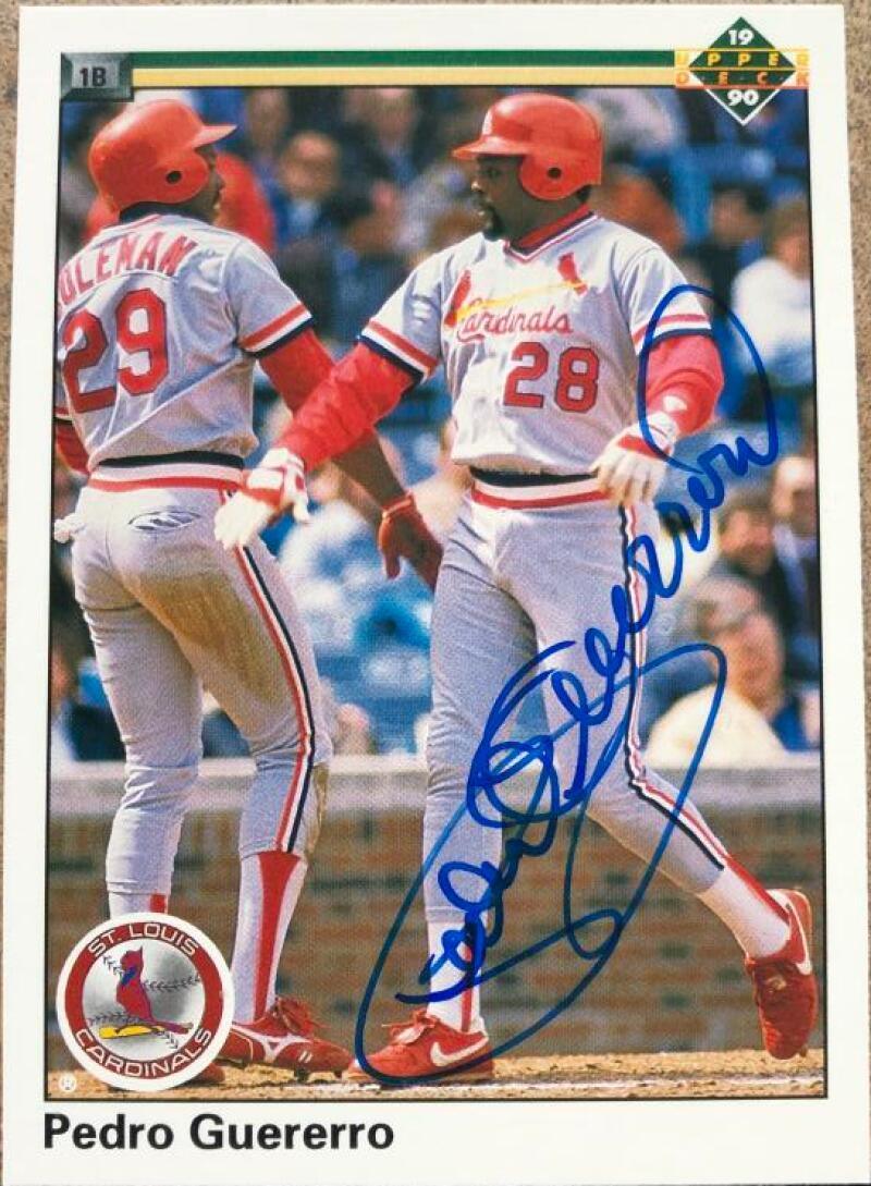 Pedro Guerrero Signed 1990 Upper Deck Baseball Card - St Louis Cardinals - PastPros