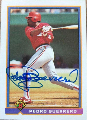 Pedro Guerrero Signed 1991 Bowman Baseball Card - St Louis Cardinals - PastPros