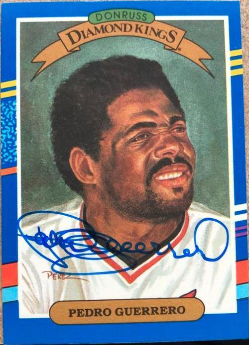 Pedro Guerrero Signed 1991 Donruss Diamond Kings Baseball Card - St Louis Cardinals - PastPros