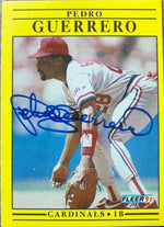 Pedro Guerrero Signed 1991 Fleer Baseball Card - St Louis Cardinals - PastPros